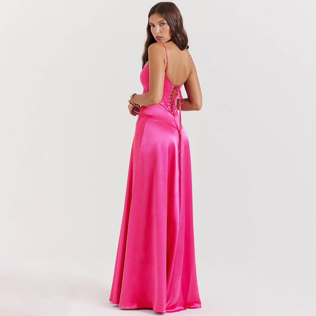 Olivia | Elegancka sukienka satynowa maxi z wiązaniem na plecach