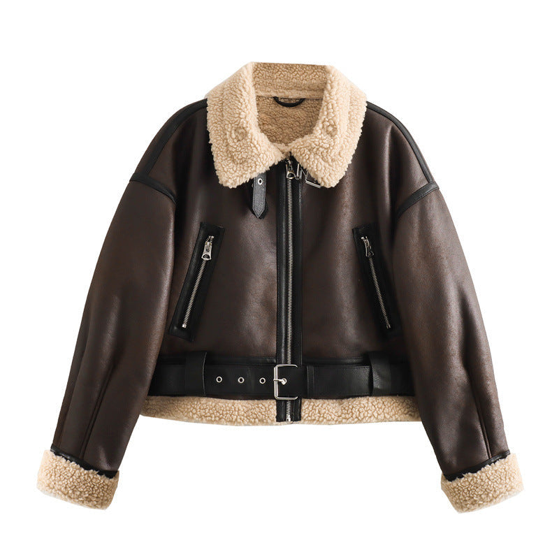 Rose – modna damska kurtka w stylu vintage z podszewką z pluszu
