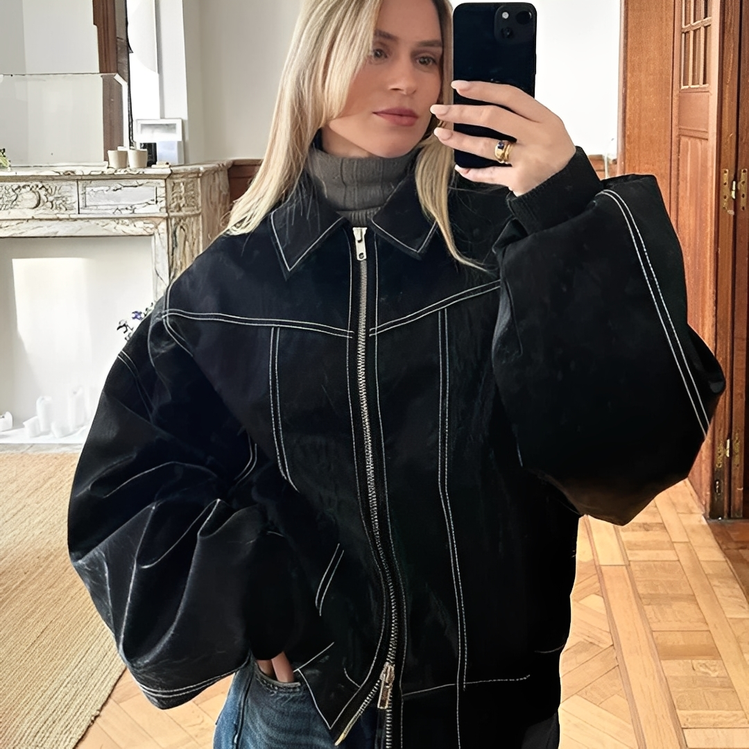 Isa - Kurtka zimowa oversize skórzana dla kobiet