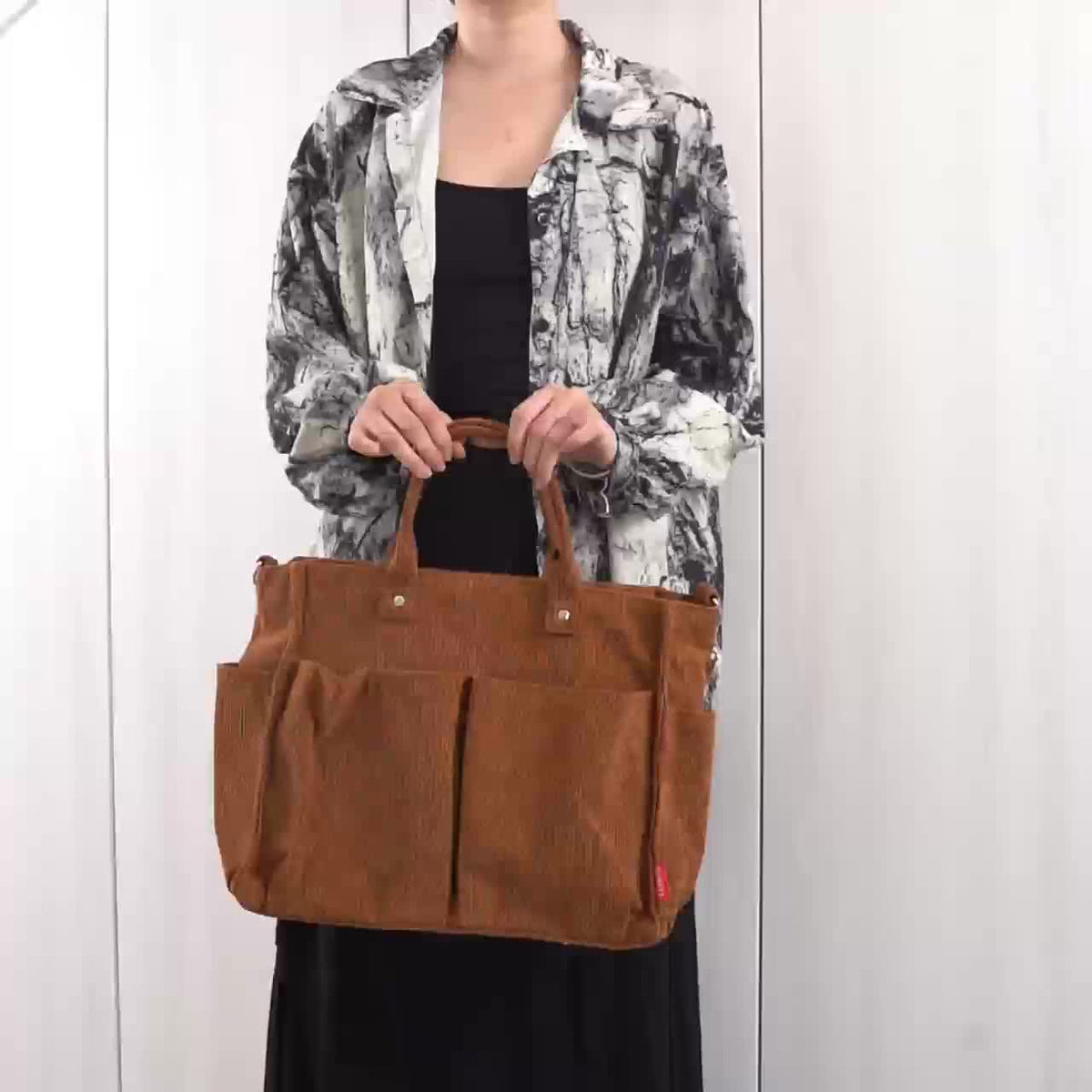 Serafina - Damska Torba Shopper | Duża z Przednimi Kieszeniami
