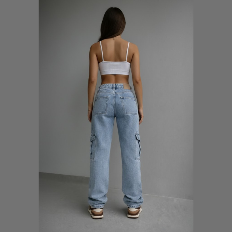 Mable | jeansy cargo damskie w stylu streetwear z niskim stanem