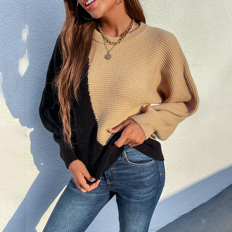 Vicky – modny, elegancki sweter damski z kontrastowym wykończeniem