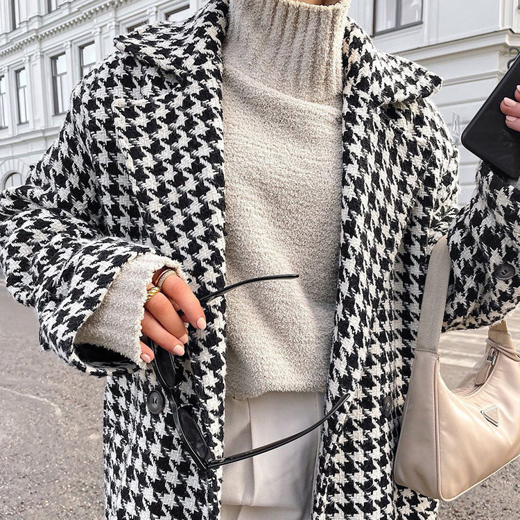 Mabel – Płaszcz damski w pepitkę oversize