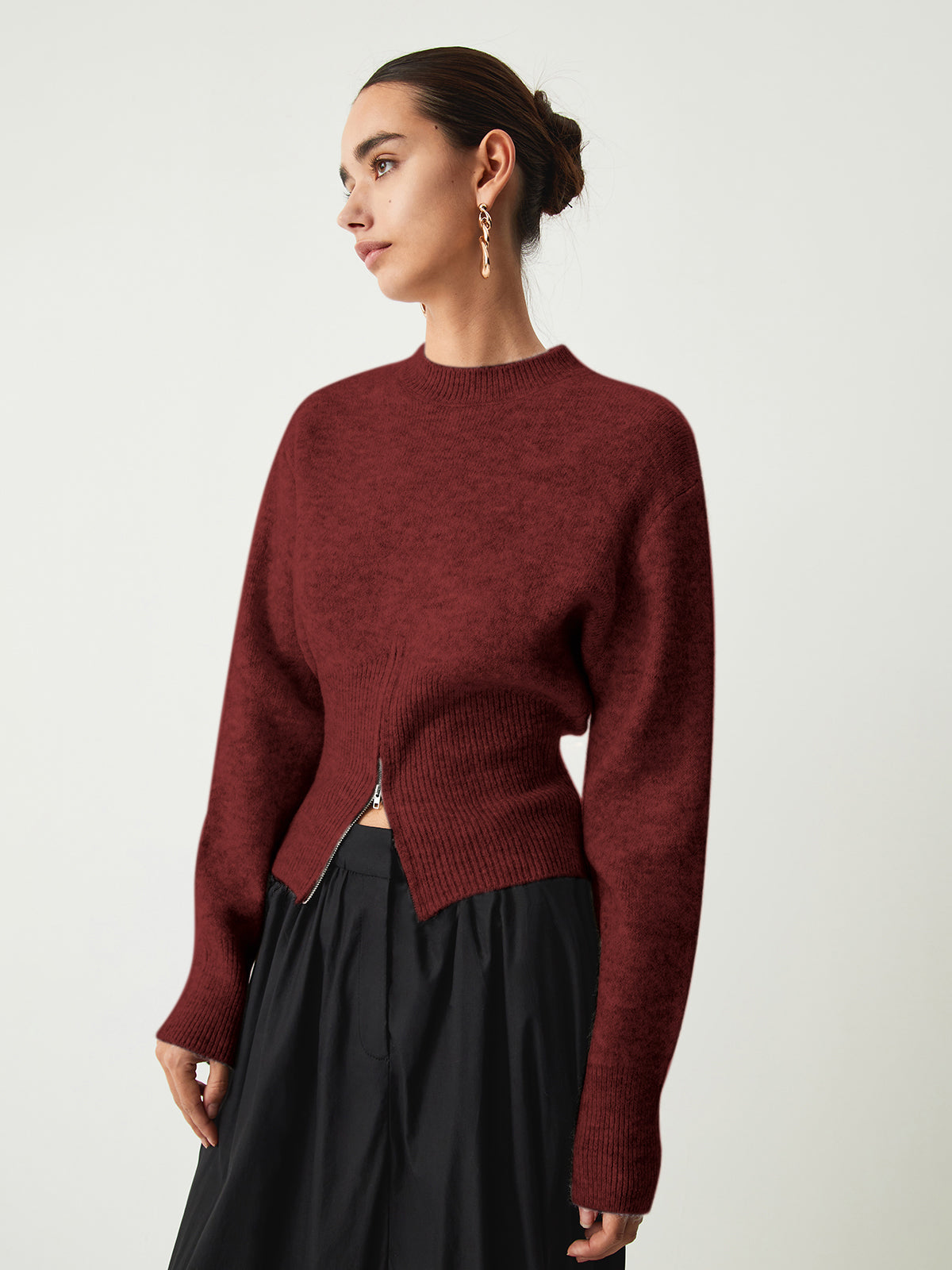 Edith | Damski sweter z półzamkiem i puszystą fakturą, wygodny i cozy fason