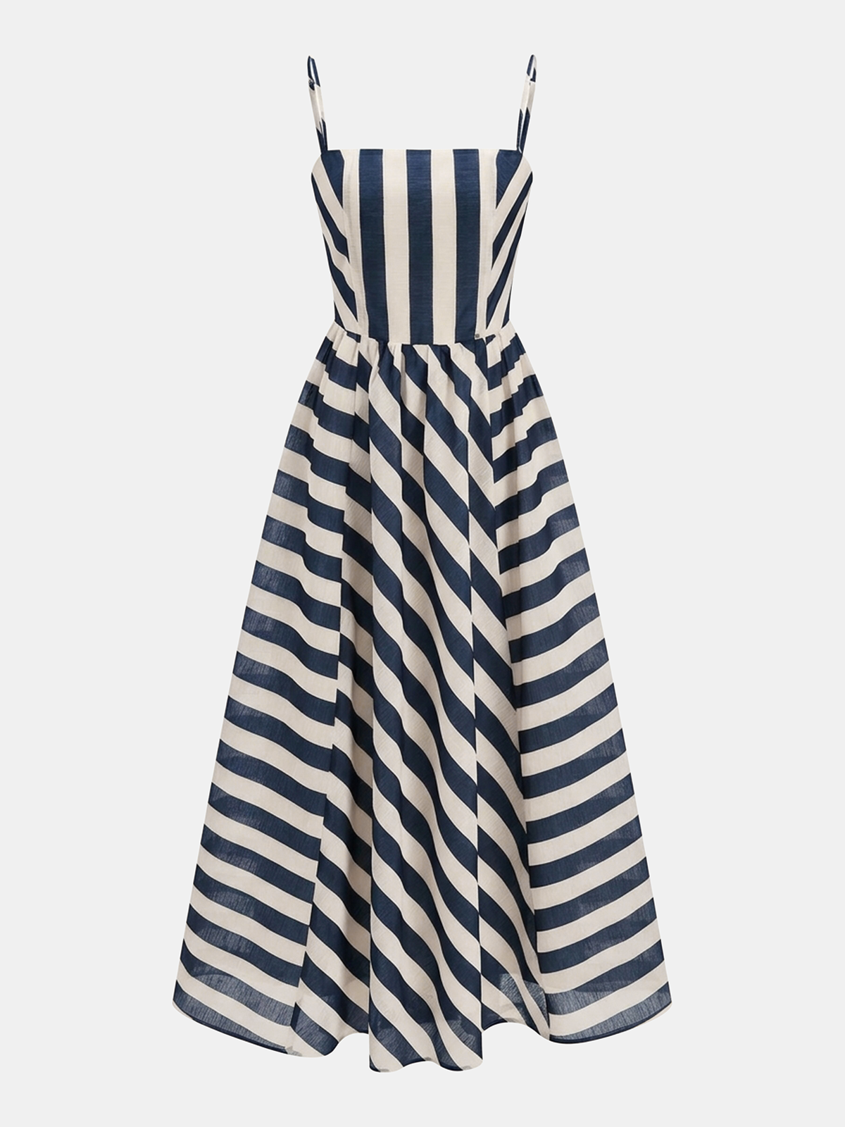 Storm | Sukienka damska maxi z organzy w paski na ramiączkach, zwiewna i elegancka