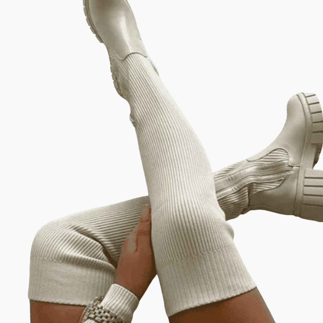 Arline - Damskie wysokie buty z elastyczną cholewką i grubą podeszwą