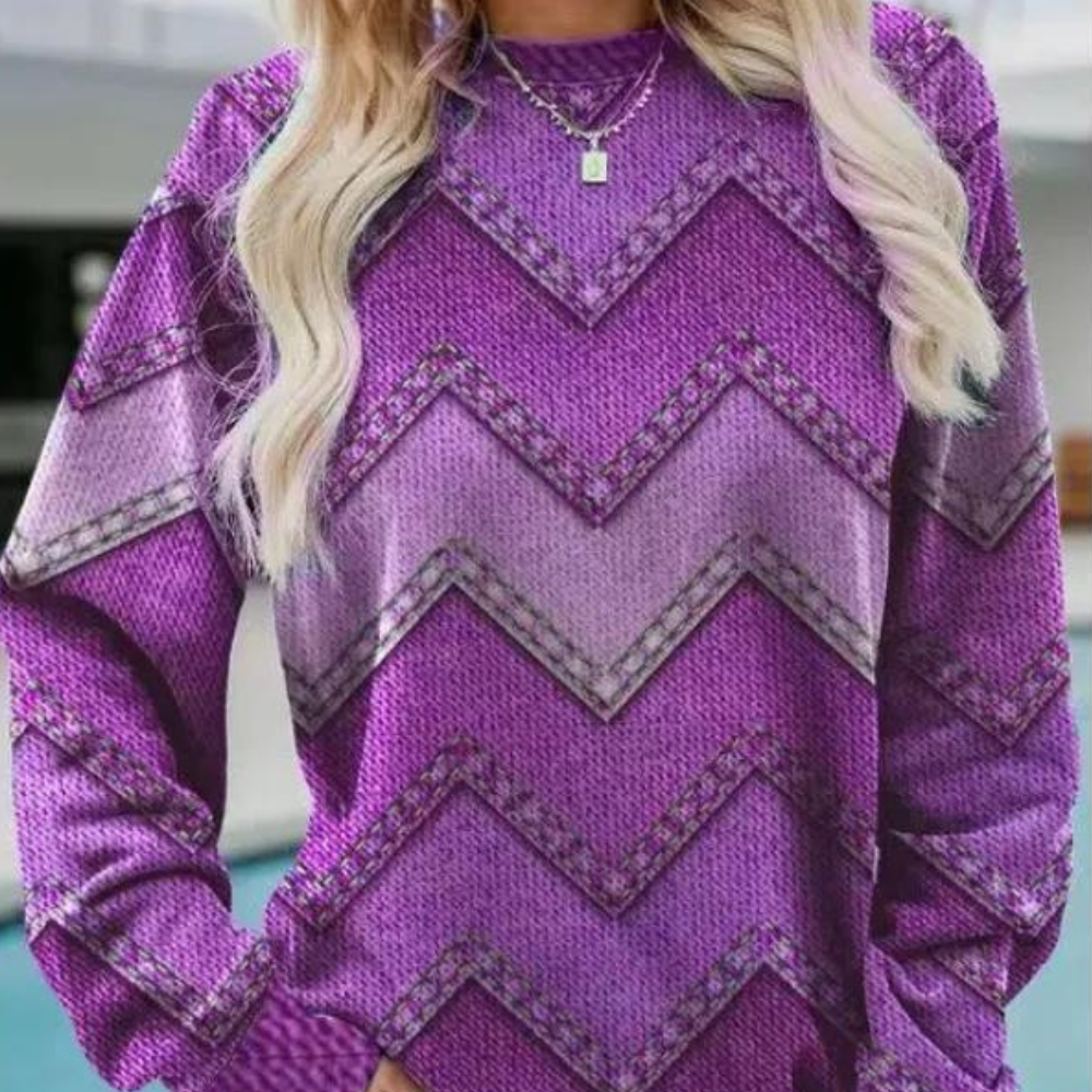 Rozalia - Dzianinowy sweter damski z wzorem w jodełkę