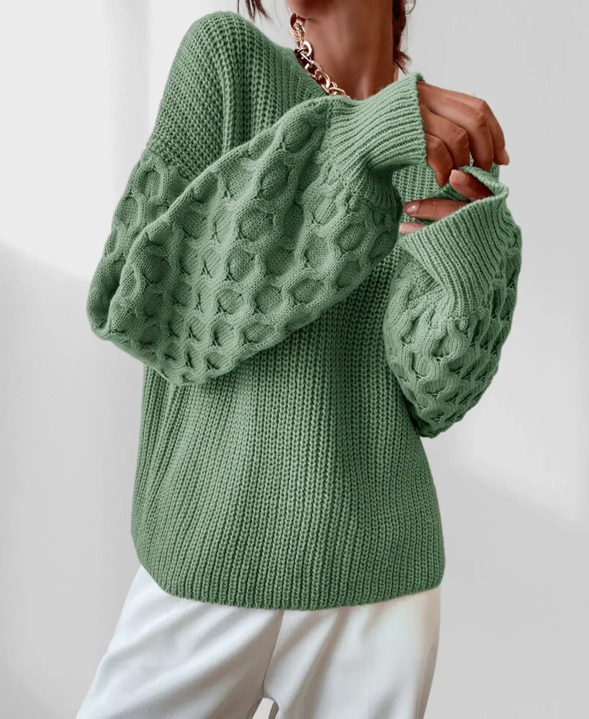 Pearl – damski sweter z dzianiny o wzorze plastra miodu