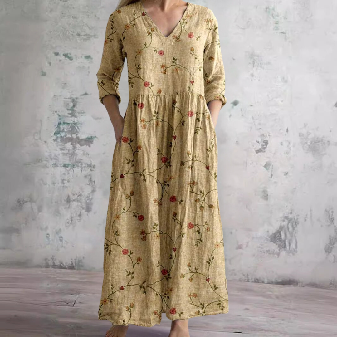 Kirsteen | Sukienka damska maxi z dekoltem V, elegancka i zwiewna