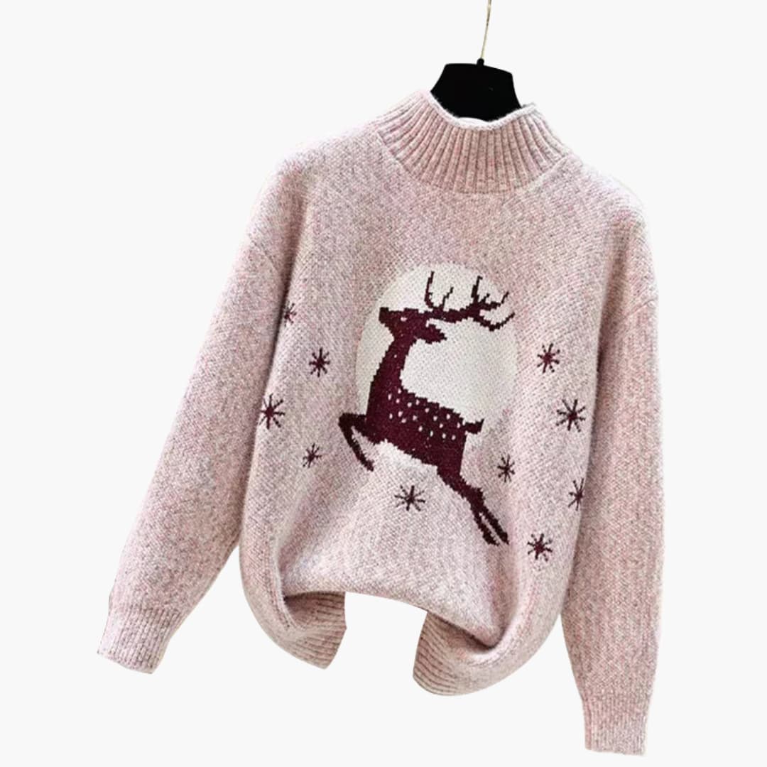 Bogna - Świąteczny sweter damski z golfem