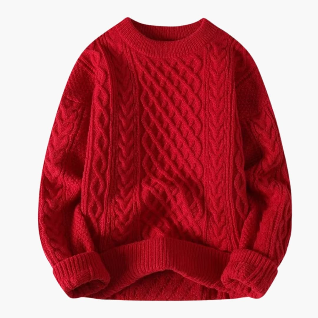 Isabelle - Pull femme avec col rond et maille torsadée