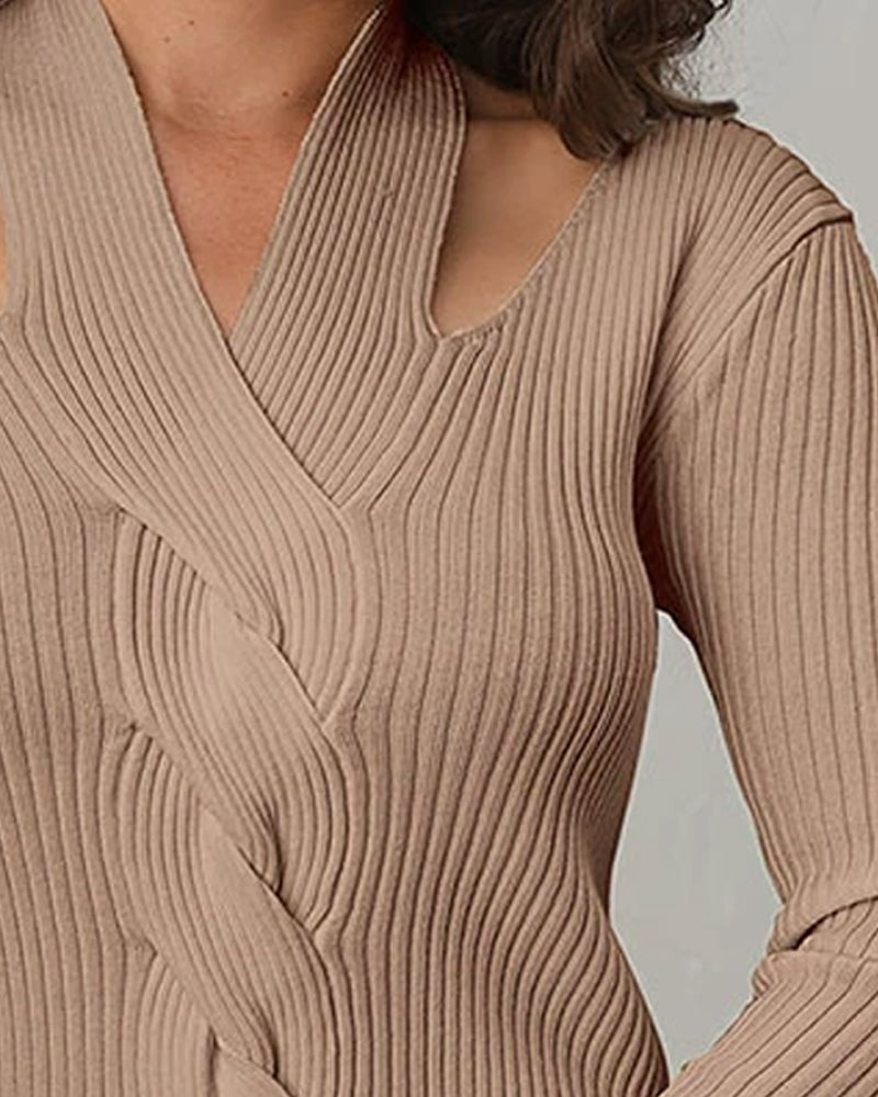 Valda | Elegancki damski top dzianinowy z dekoltem V