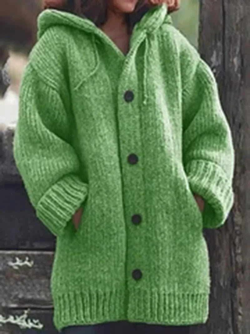 Katarzyna - Damski sweter kardigan z grubej dzianiny