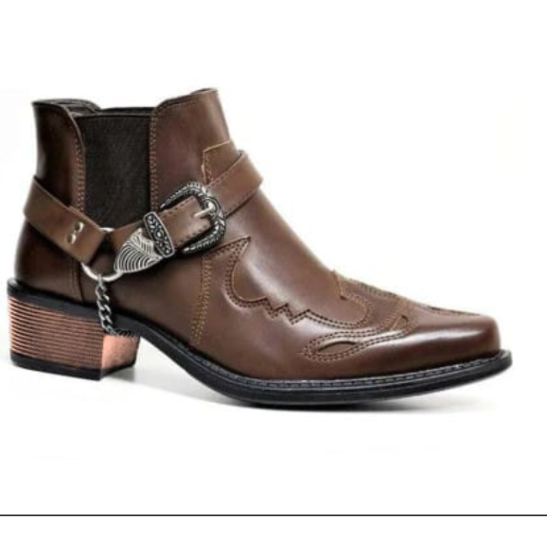 Serelina - Buty Za Kostkę W Stylu Western – Łatwe Do Wsunięcia Kowbojki