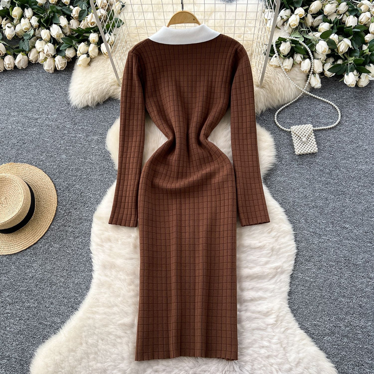 Zuzanna | Sukienka damska marynarkowa midi w stylu colorblock, elegancka