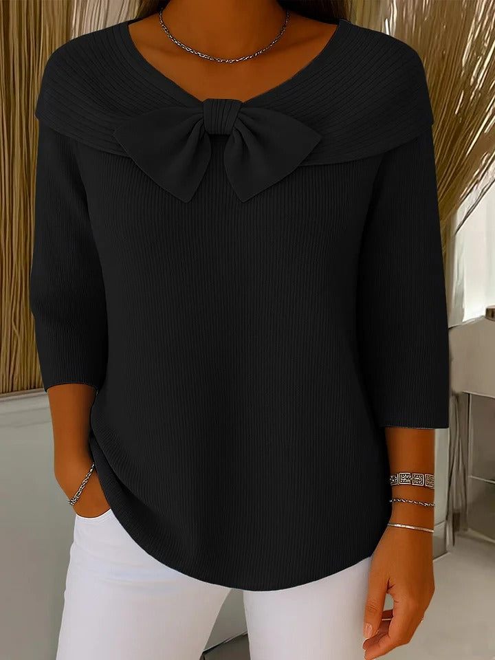 Ilona | Damski sweter z kokardą – elegancki i stylowy