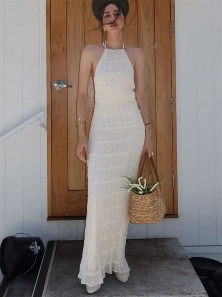 Charlyne | Elegancka damska sukienka maxi typu halter, nowoczesny i kobiecy fason na wyjątkowe okazje