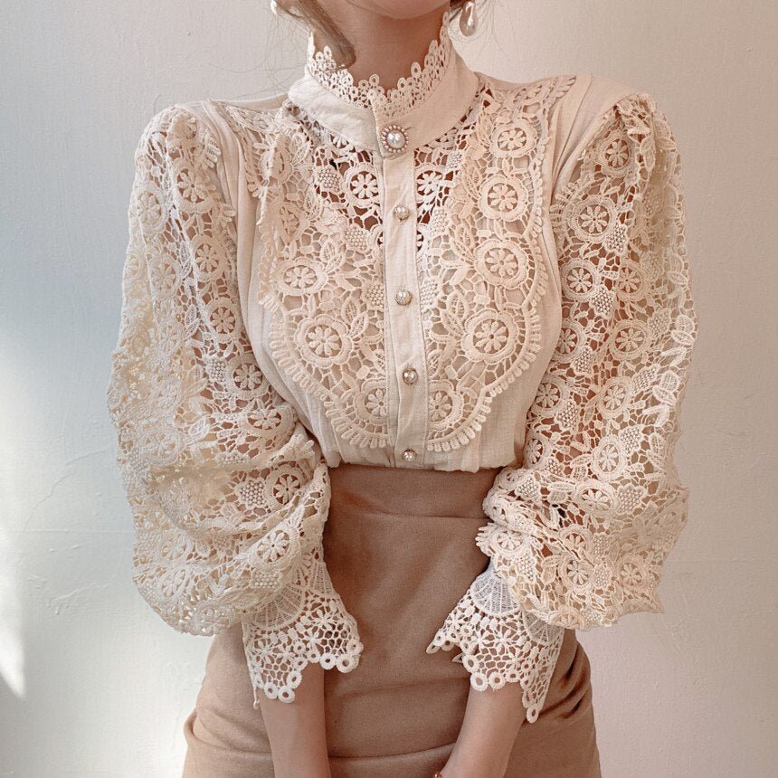 Lena | Elegancka bluzka damska koronkowa o stylowym, kobiecym kroju