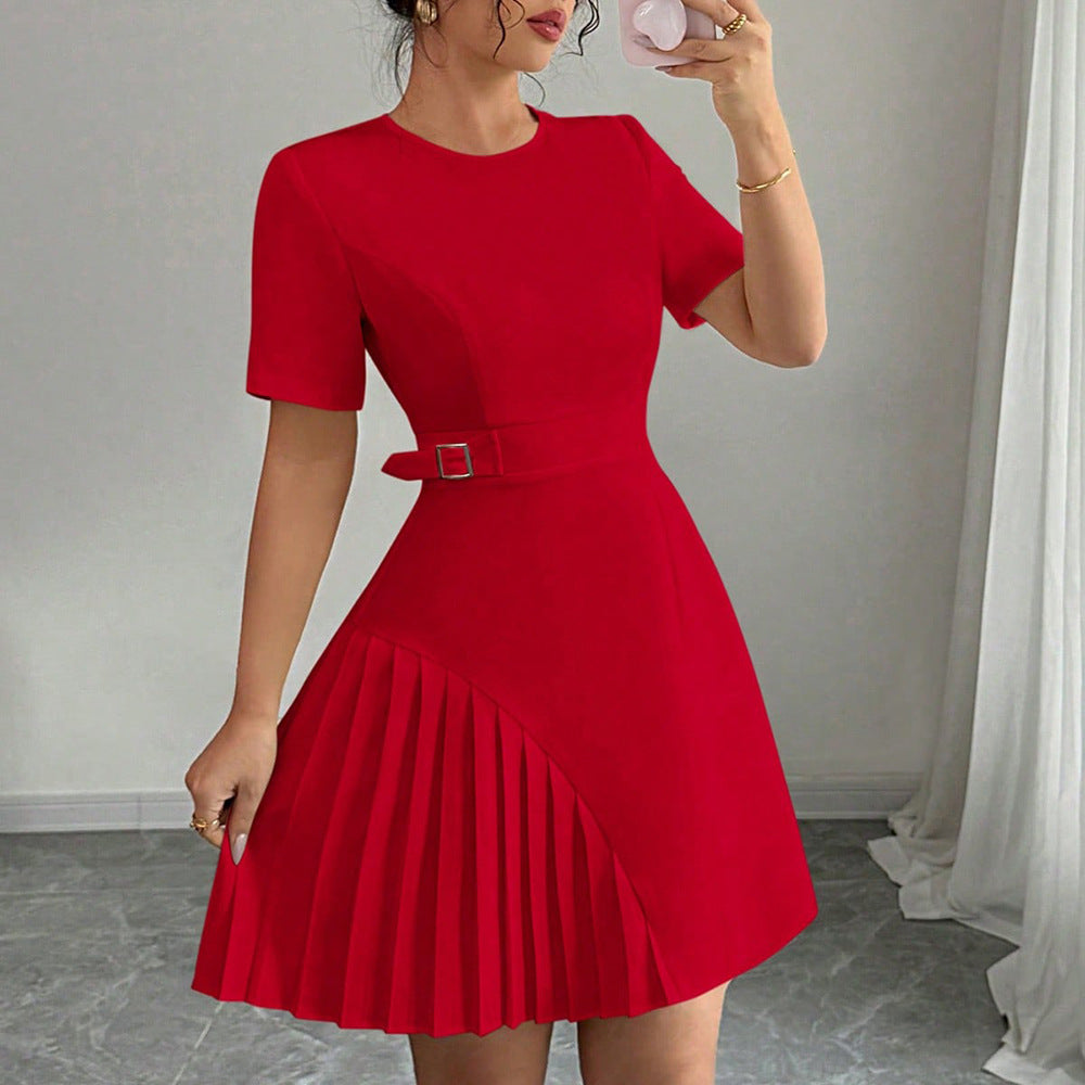 Penelope | Sukienka mini damska z krótkim rękawem i paskiem w eleganckim stylu