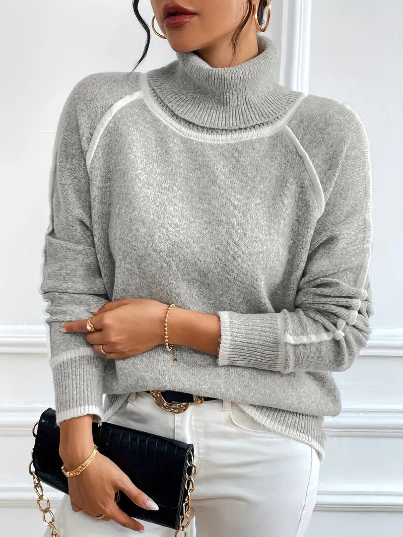 Gwendoline | Damski elegancki dzianinowy sweter z golfem