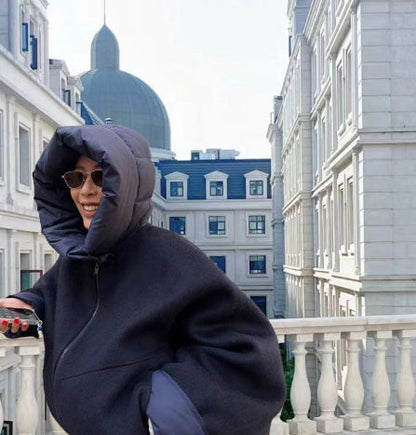 Rosalie – damski, elegancki płaszcz w stylu streetwearowym z kapturem
