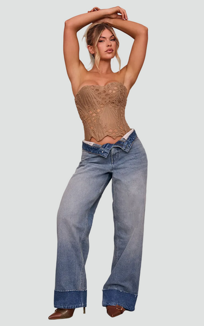 Margaretta | Top bustier damski koronkowy bez ramiączek w eleganckim stylu