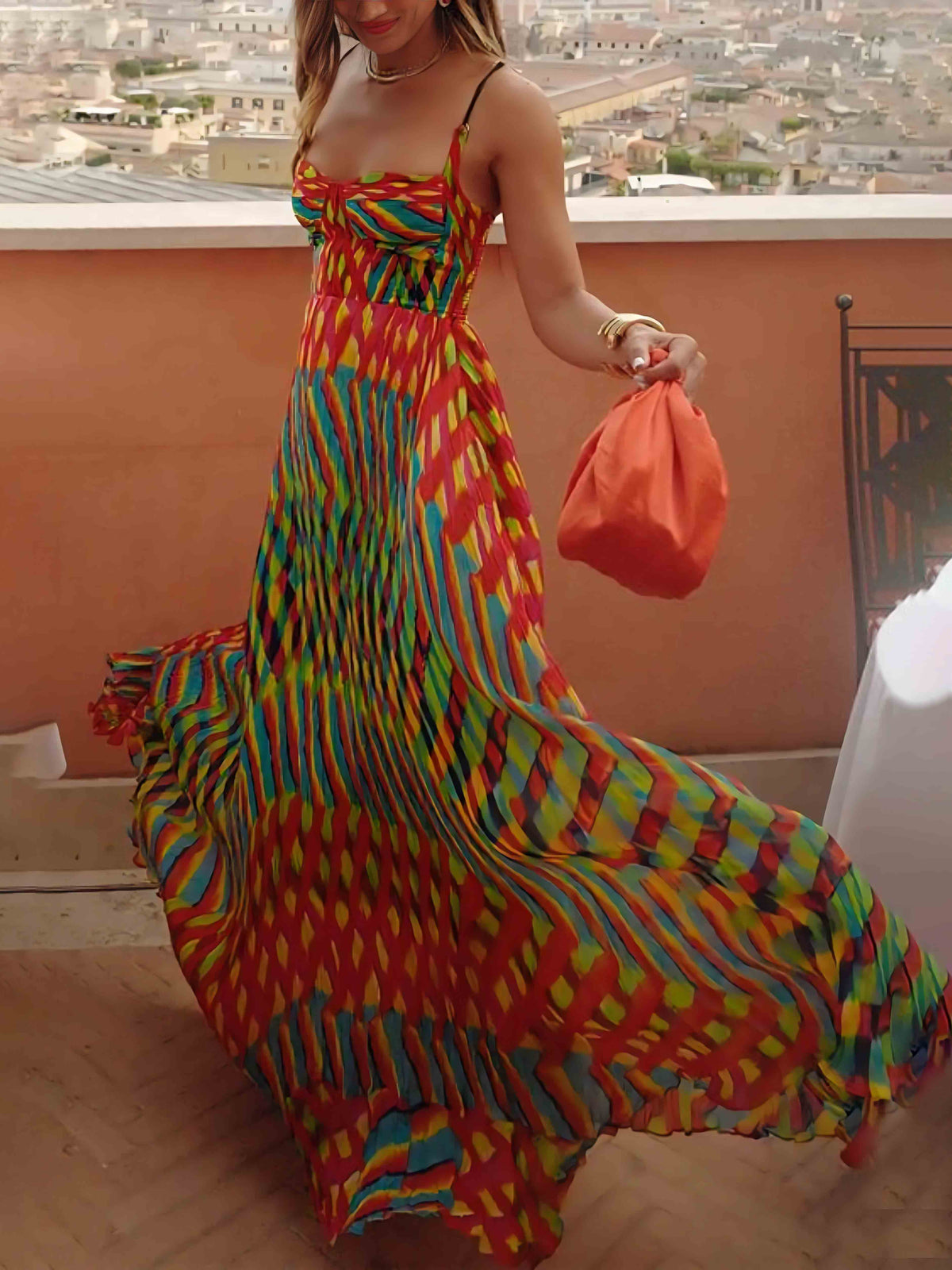 Lena | Elegancka damska sukienka maxi w kształcie litery A z personalizowanym nadrukiem