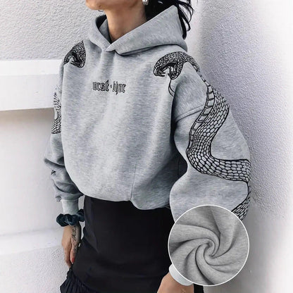 Anastasia – modna damska bluza z kapturem z nadrukiem węża