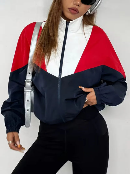 Vilma | Kurtka dresowa damska sportowa color block na suwak