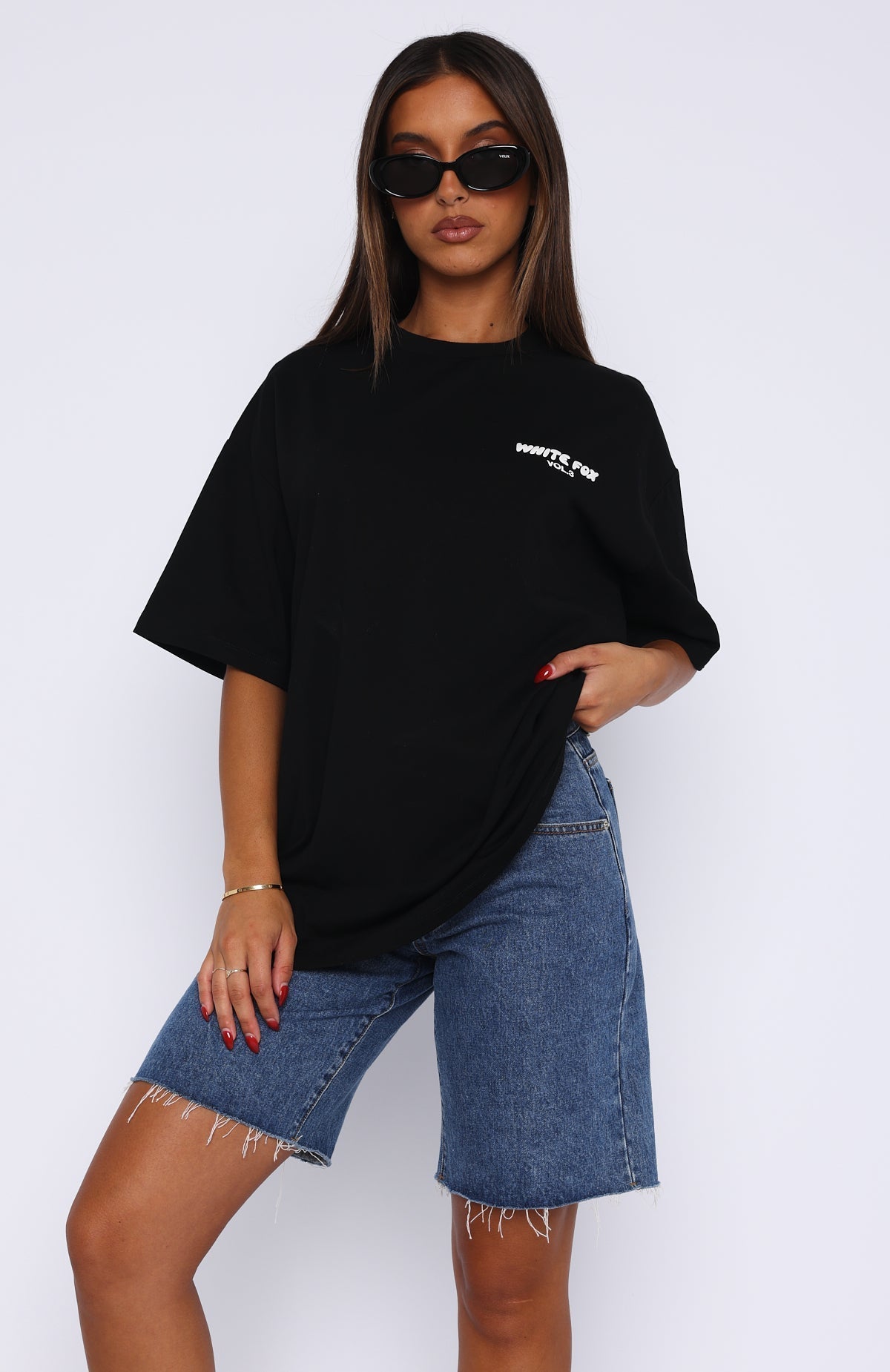 Jayne | Damski t-shirt oversize czarny wygodny nowoczesny casualowy