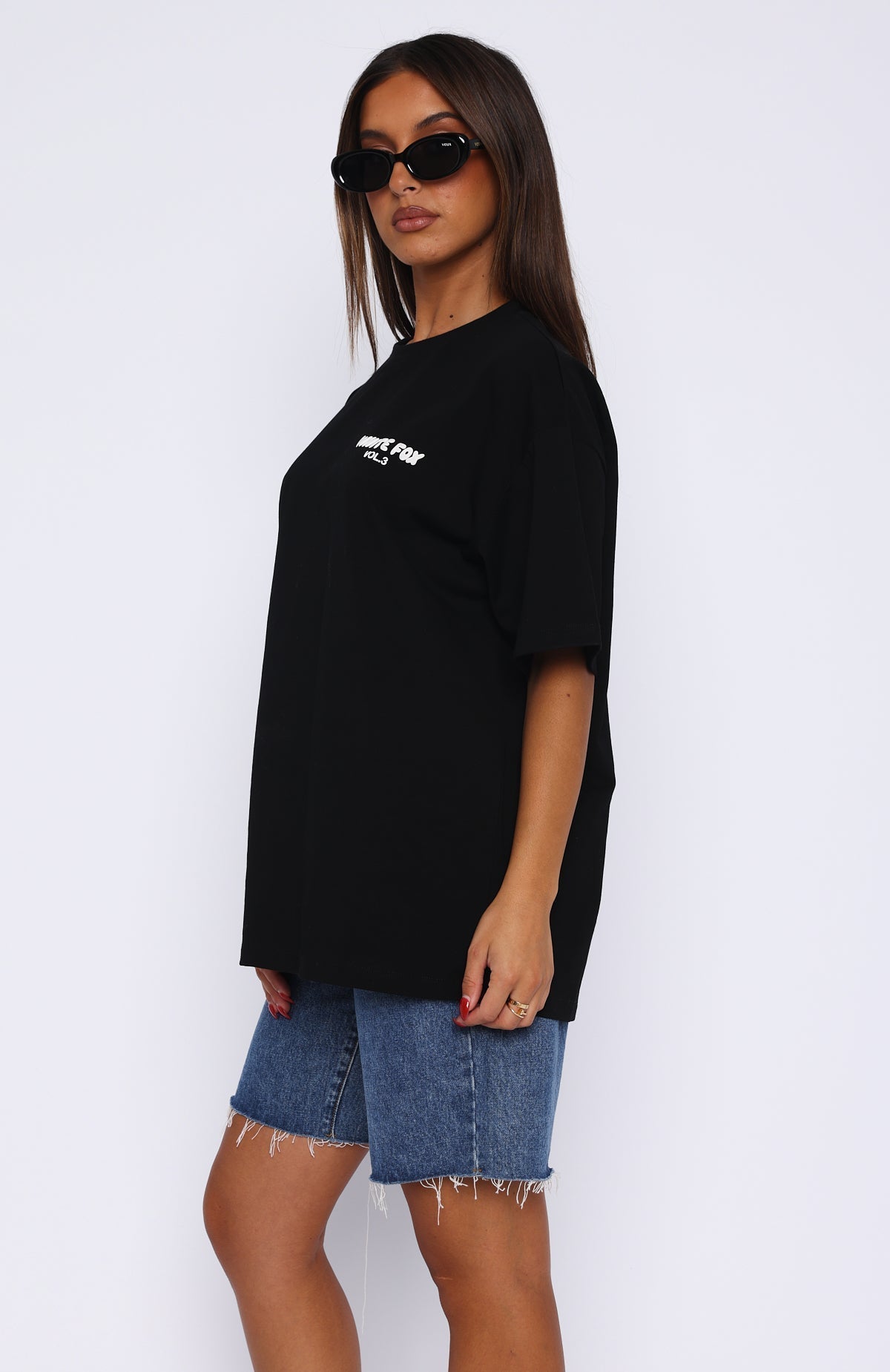 Jayne | Damski t-shirt oversize czarny wygodny nowoczesny casualowy