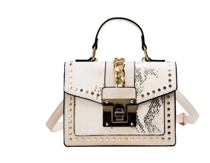 Ingrid | Damska torebka na ramię z fakturą wężową, modna elegancka
