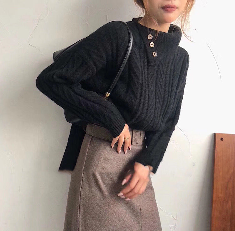 Betty – Stylowy, modny damski sweter z dzianiny z kołnierzem