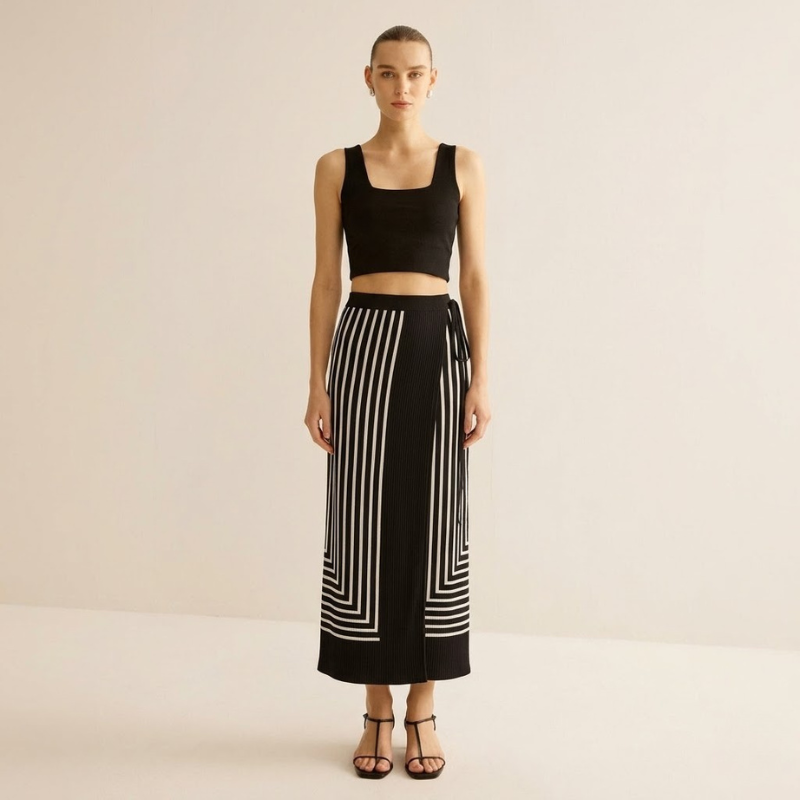 Faith | elegancka spódnica maxi damska prążkowana