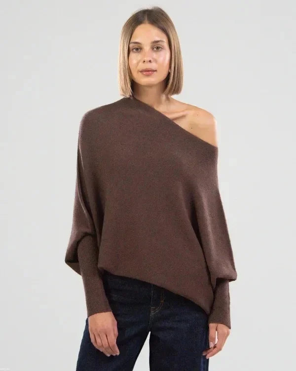 Lody | Miękki Sweter Oversize z Dekoltem Łódka