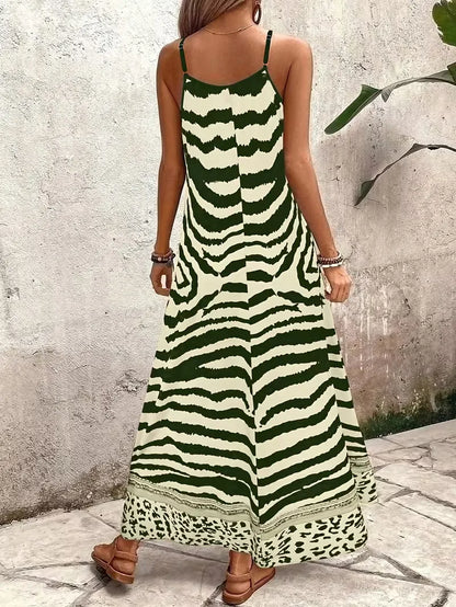 Lillian | Damska suknia wieczorowa maxi w panterkę