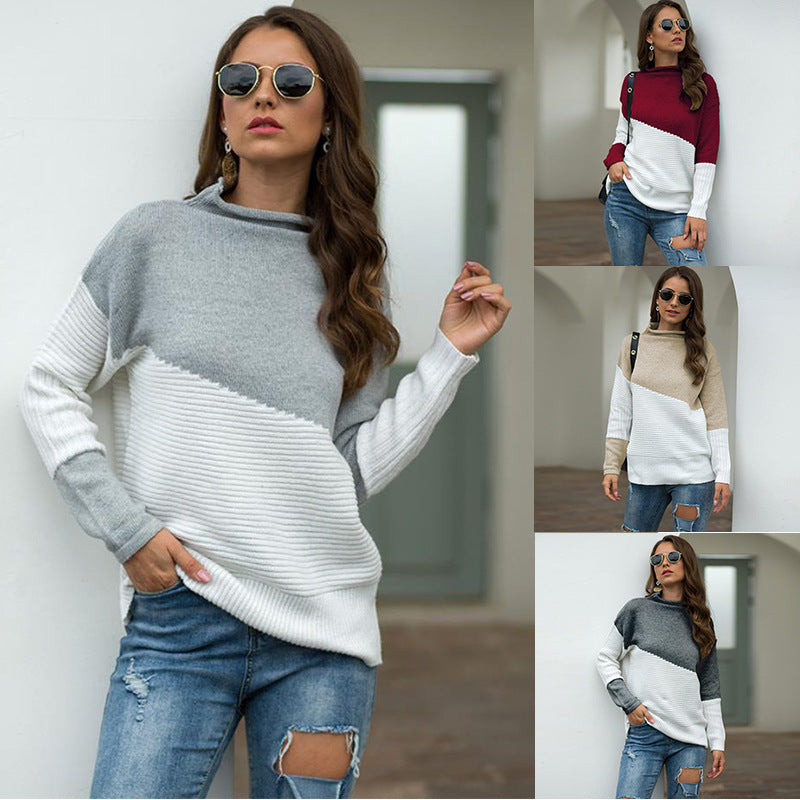 Tracy – damski sweter z dzianiny z ukośnym rozkładem kolorów