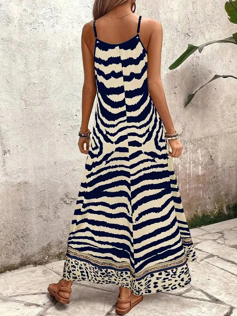 Lillian | Damska suknia wieczorowa maxi w panterkę