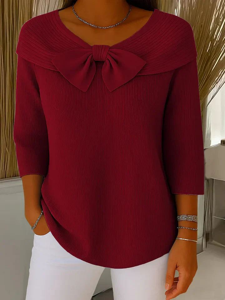 Ilona | Damski sweter z kokardą – elegancki i stylowy