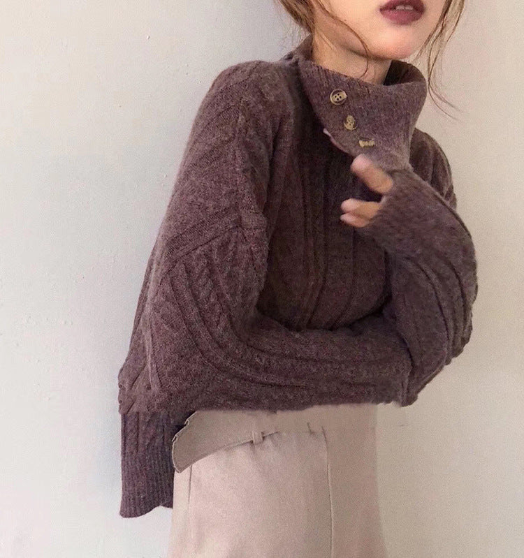 Betty – Stylowy, modny damski sweter z dzianiny z kołnierzem