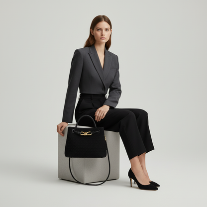 Sutton | Damska torebka pleciona z złotym zapięciem, elegancki i stylowy fason