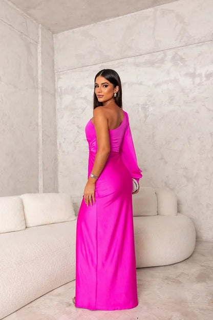 Penelope | Elegancka jednoramienna sukienka wieczorowa maxi