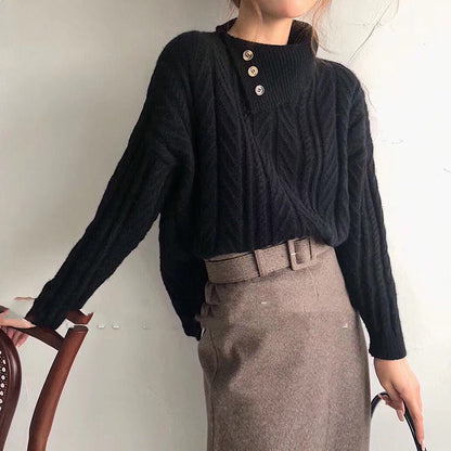 Betty – Stylowy, modny damski sweter z dzianiny z kołnierzem