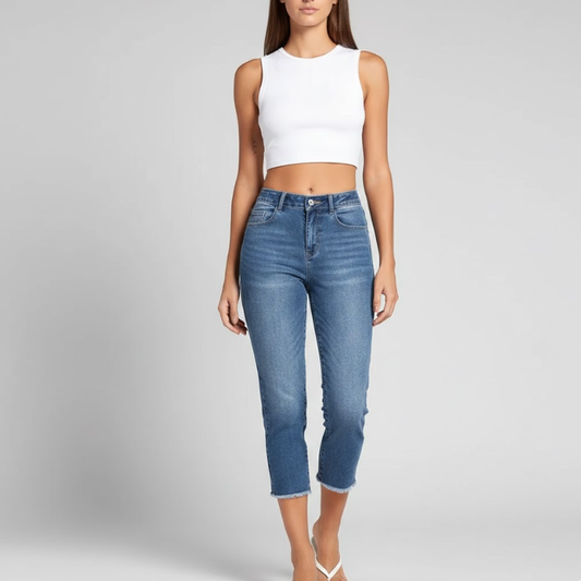 Quinn | jeansy damskie mom fit w nowoczesnym stylu, skrócony fason z denimu
