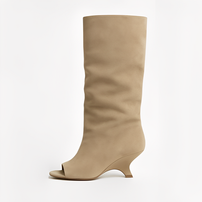 Cally - Stylowe wysokie buty z otwartym noskiem dla kobiet