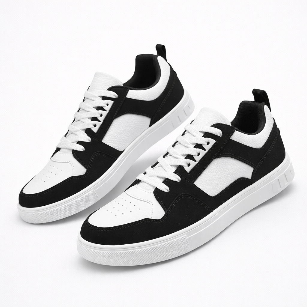 Judith | Damskie sneakersy czarno-białe sznurowane o miejskim