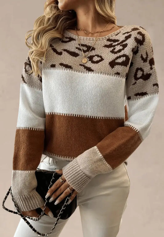 Blythe | Beżowo-brązowy sweter damski