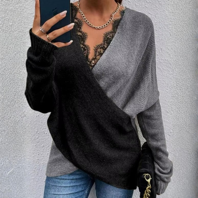 Liza | Sweter damski z długim rękawem, kopertowy fason