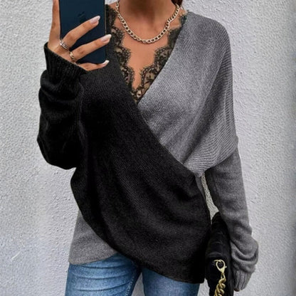 Liza | Sweter damski z długim rękawem, kopertowy fason