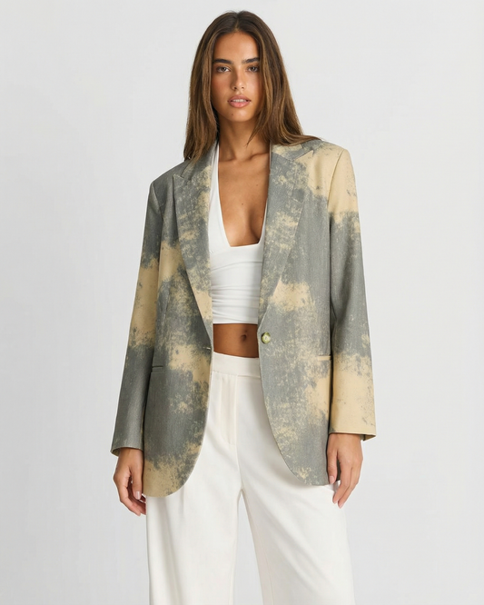 Colette | Szara oversize’owa marynarka damska w efekt tie-dye